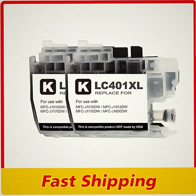 2Pack LC-401 Black Ink Cartridge compatible for Brother MFC-J1010DW MFC-J1170DW