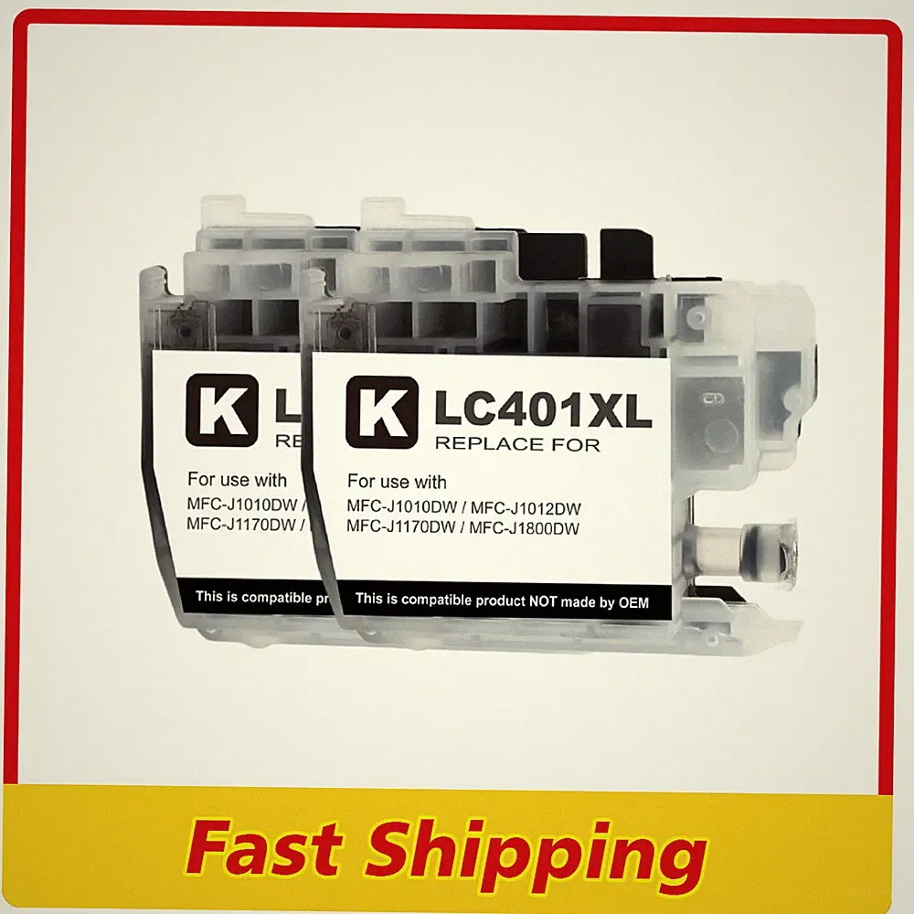 2PK LC-401 Black Ink Cartridges For Brother MFC-J1010DW MFC-J1012DW MFC-J1170DW