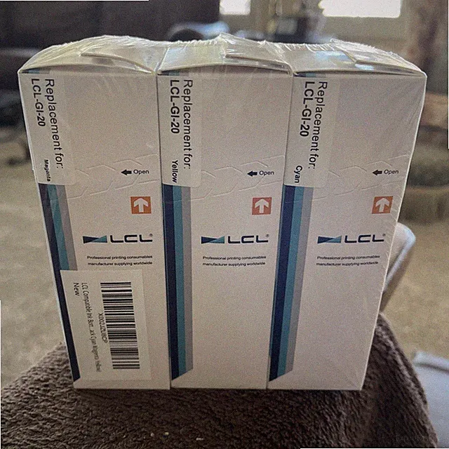 3 PK GI-20 LCLColor Ink Bottle Set For Canon Pixma . New, Sealed Bag FREE SHIP