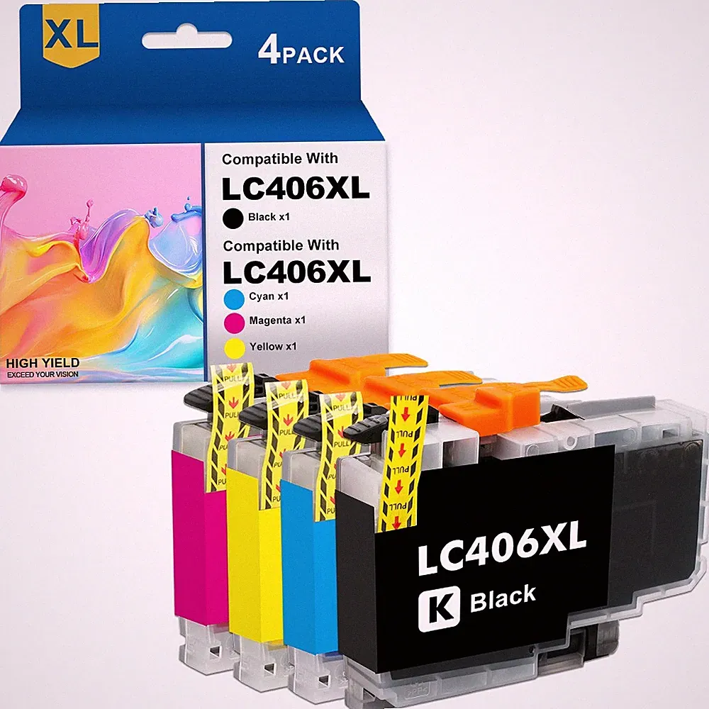4 Pack Compatible for LC 406 XL Extra Capacity Ink Cartridge for Brother Printer