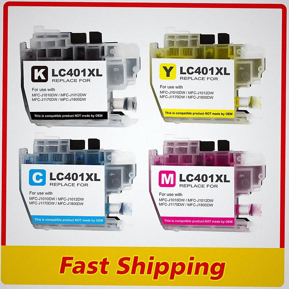4x LC-401 Ink Cartridges compatible for Brother LC401 MFC-J1010DW MFC-J1800DW