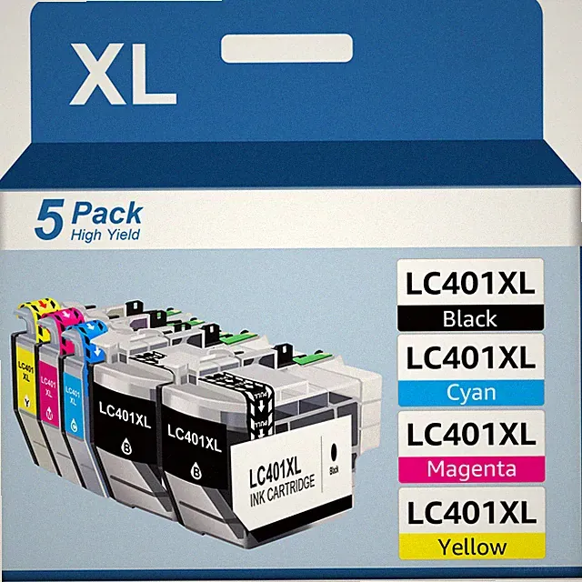 5 Pack LC-401 XL Ink Cartridges for Brother MFC-J1010DW MFC-J1012DW MFC-J1170DW