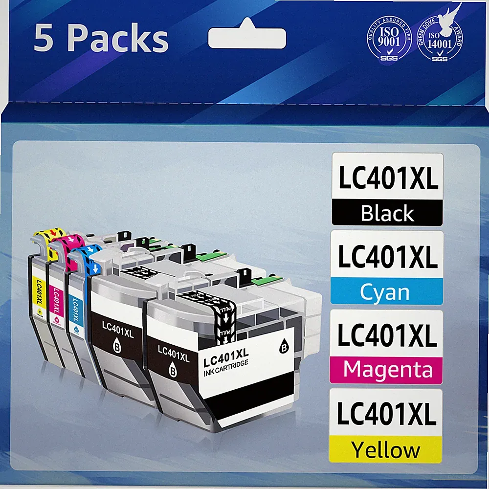 5Pack LC-401 XL Ink Cartridges for Brother MFC-J1010DW MFC-J1170DW MFC-J1800DW