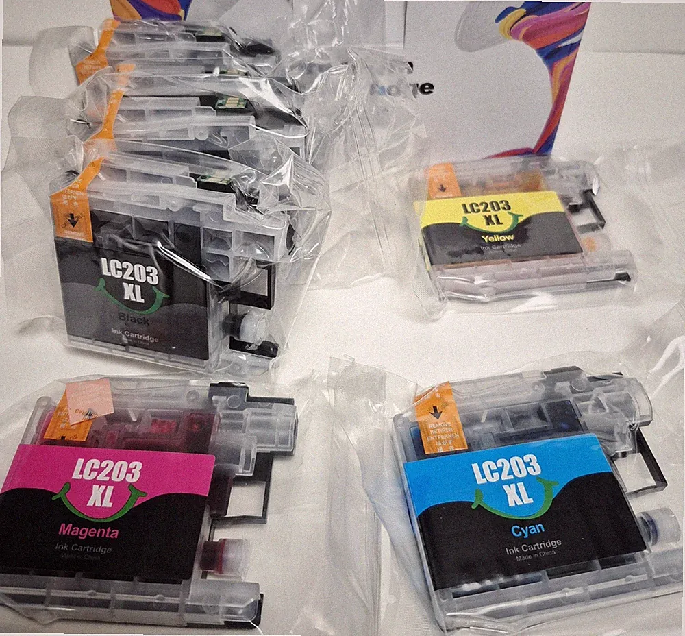 7pk LC-203XL Ink Set For Brother Printers 4 Black, 1 Yellow, 1 Cyan, 1 Magenta