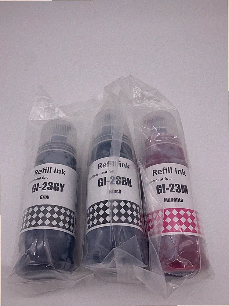 Black, Gray & Magenta GI-23 Ink Bottle Replacement Compatible for Canon PIXMA