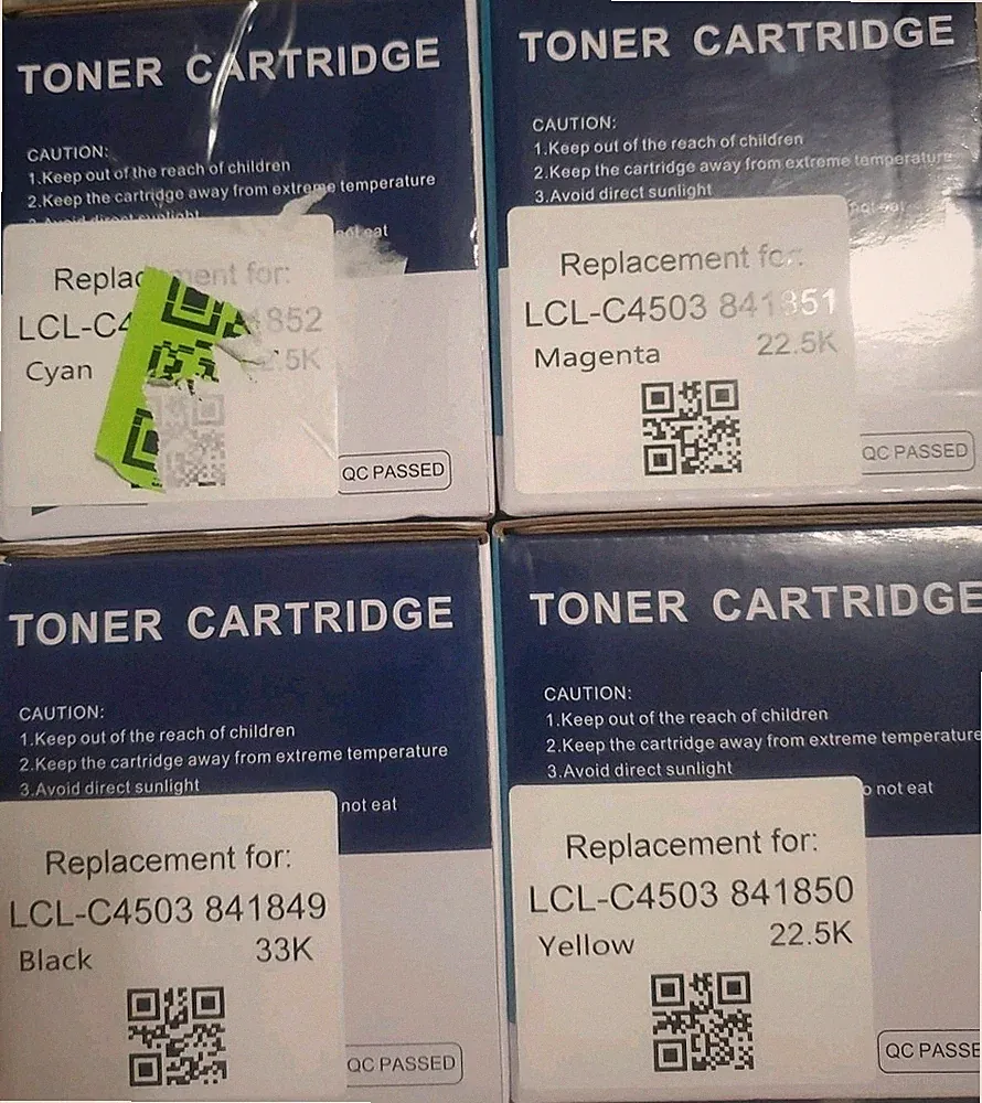 LCL 4 Pack Toner Cartridge Replacements, Black, Magenta, Yellow, Cyan