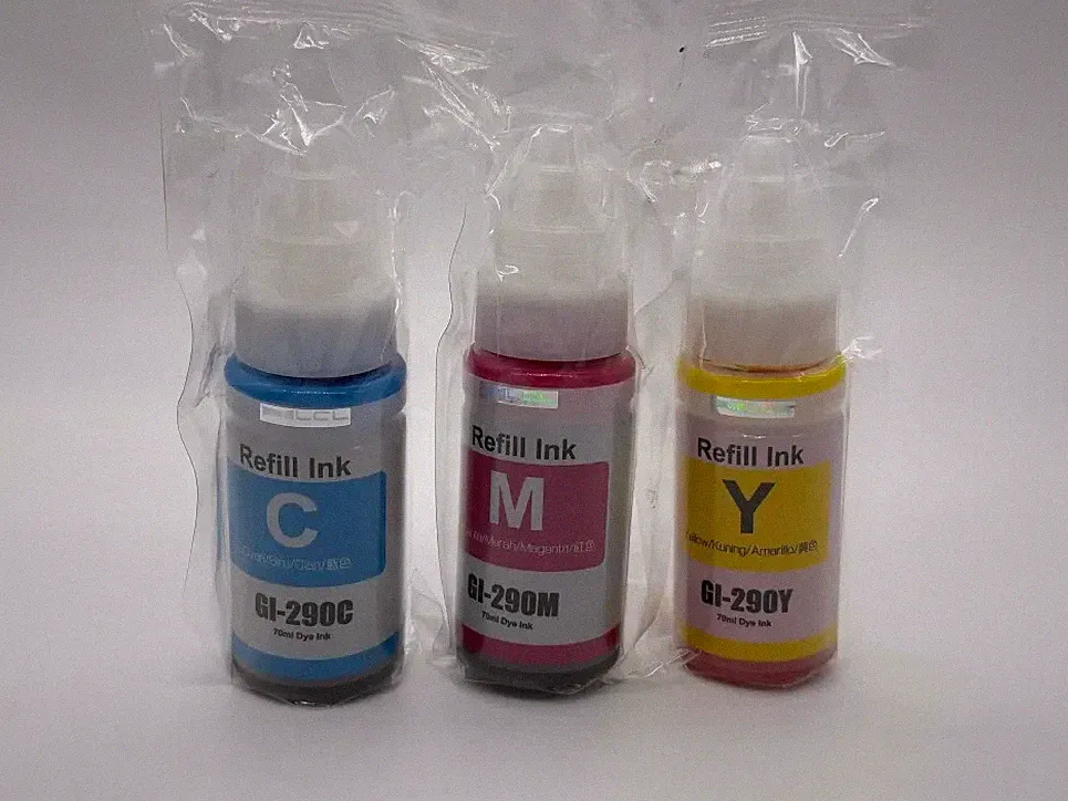 LCL GI-290 CMY Cyan Magenta Yellow 70ml Ink Cartridges for Canon MegaTank
