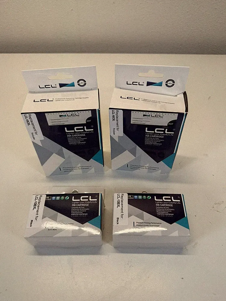 LCL Ink Cartridge Lot 4 Pack 2 Black 2 Tri-Color New Sealed