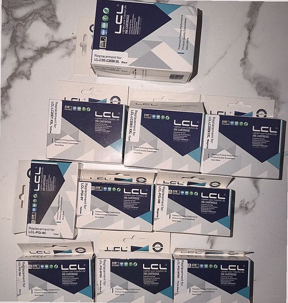 LCL Ink Cartridges (Lot of 10) Brother LCL-LC20EBK XXL, LC20E Tri Color, LCL-PGI