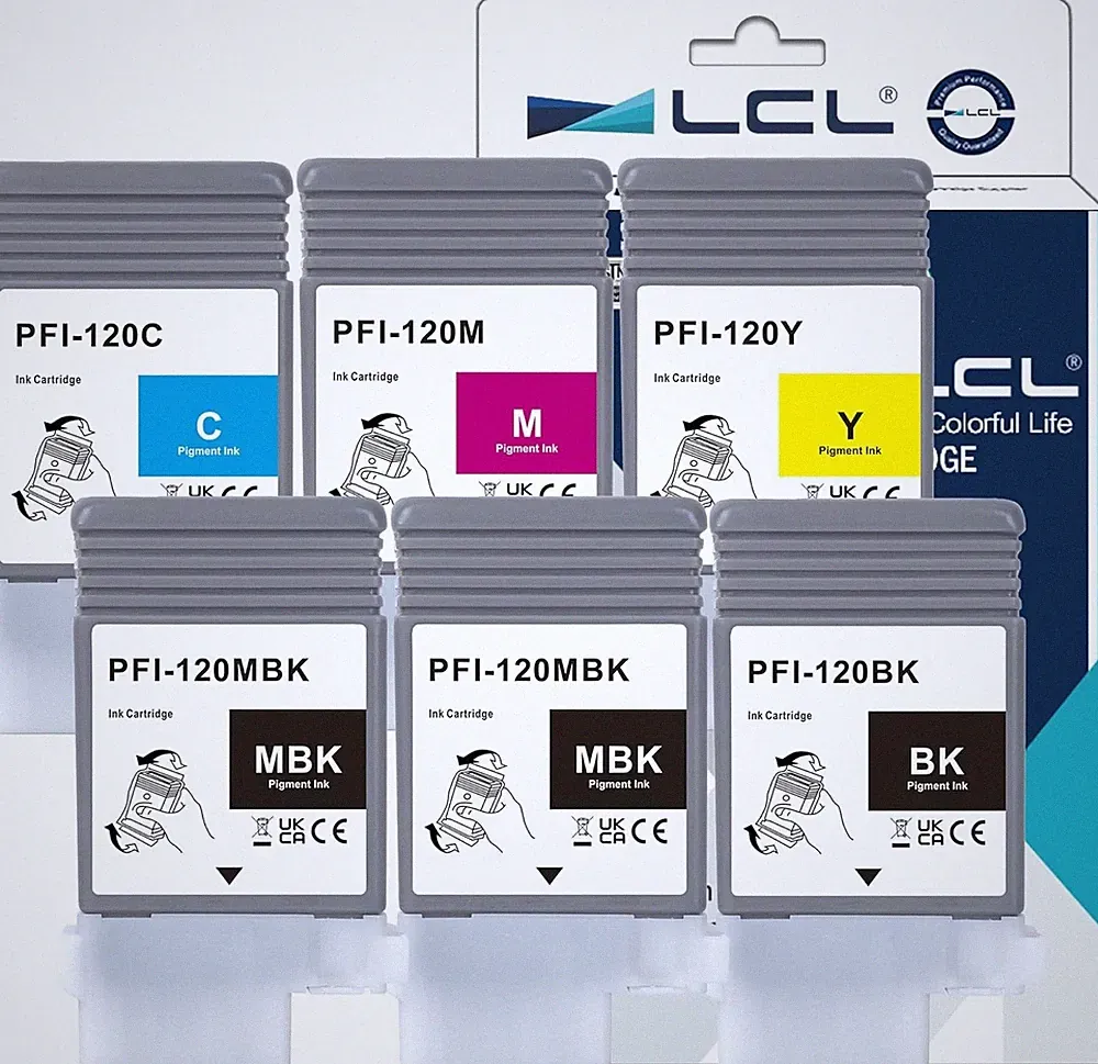 LCL PFI-120 Ink Cartridge 6-Pack Canon ImagePROGRAF TM-200 TM-300 GP-200 GP-300