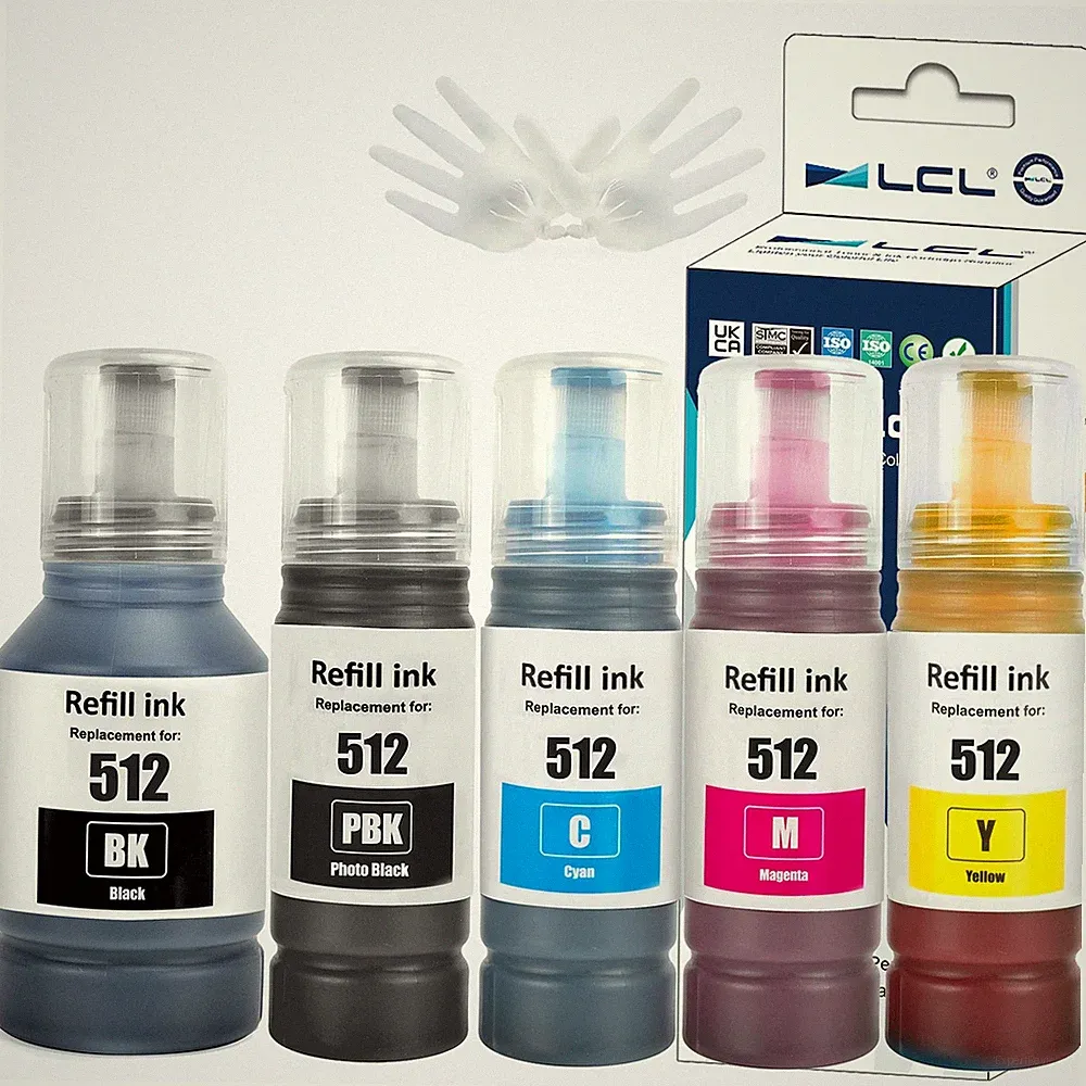 LCL T512 512 Ink Refill Bottles Replacement for Expression ET7700 ET-7700 ET7...