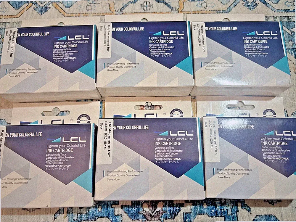 Six LCL Ink Cartridges For LCL-LC101BK/LC103BK XL Black Expires 4/13/2028