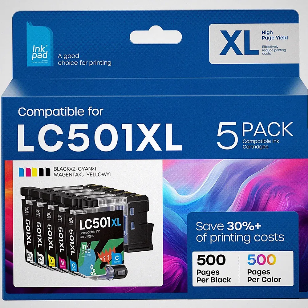 with LC501XL Ink Cartridges LC-501 XL 501 XL Ink Cartridges Work for Brother...